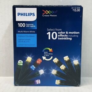 Philips 100 Concave LED Multi/Warm White 10 Function Mini String Lights NIB
